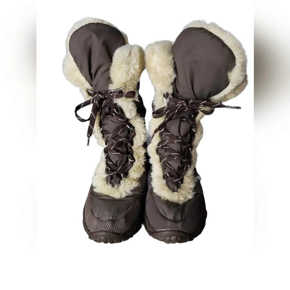 North Face Weatherproof Quilted Faux Fur High-top Outdoor Boots Flawed NWOT Sz 5